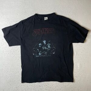Ideal Santana Supernatural Band Tee Mens XL Black Graphic T-Shirt‎ Short Sleeve